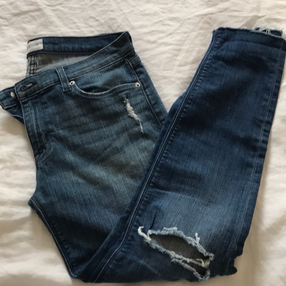 Hudson straight leg boyfriend jeans.